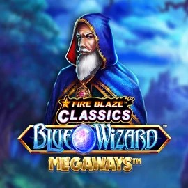 Logo of Fire Blaze Blue Wizard Megaways from Rarestone Gaming at MrPacho Casino